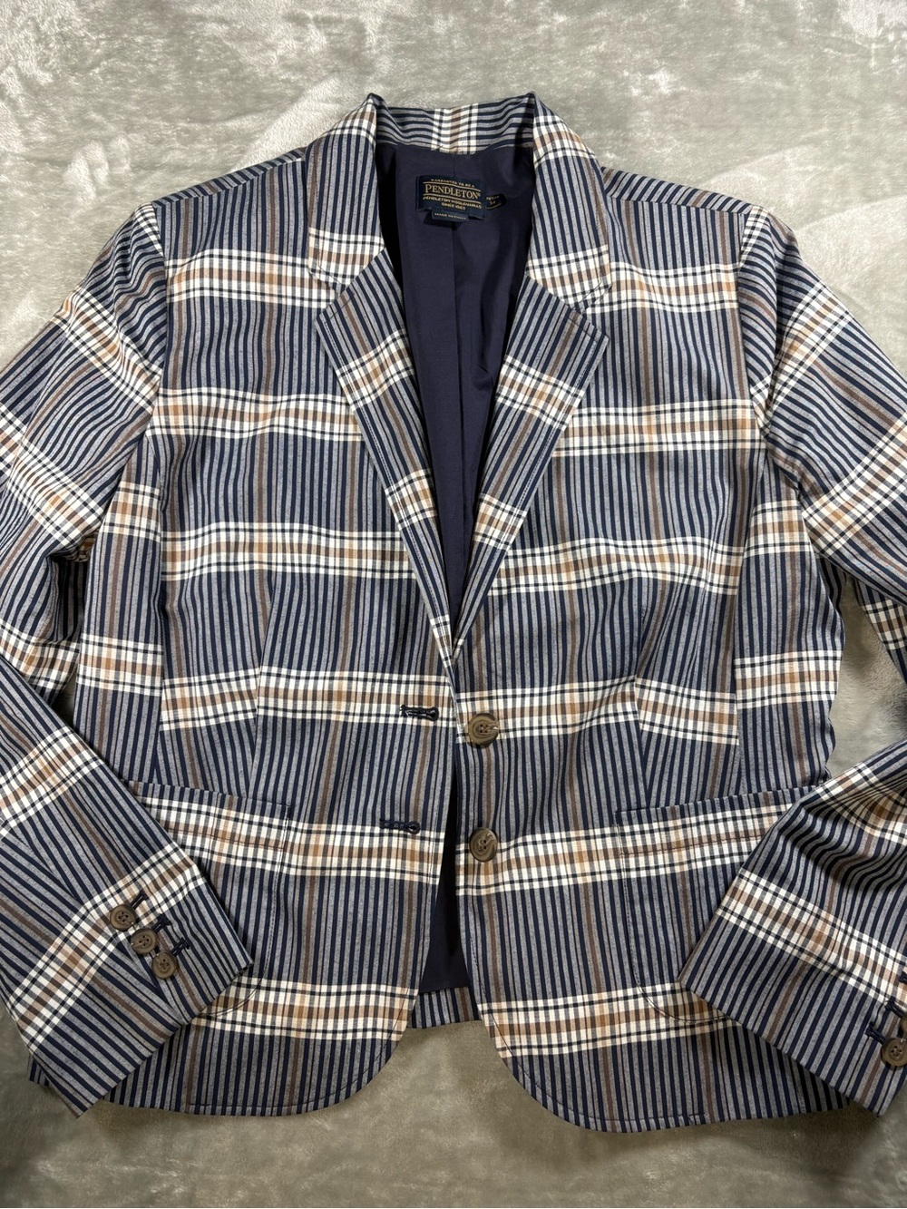 Pendleton Women’s Plaid 100% Cotton Blazer Size 14P Like New